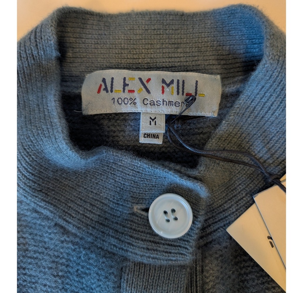 Alex Mill Nico Cardigan 100% Cashmere Light Indigo Hand Dyed Blue Sweater Medium - Picture 3 of 10